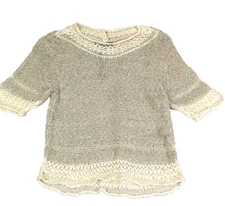VTG Dalya Collection Women Sweater Size S/M Cream Gray Hand-loomed Israel NWT