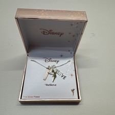 Disney Tinker Bell "Believe" Charm Necklace Original Box LA Rocks Fairy Icon