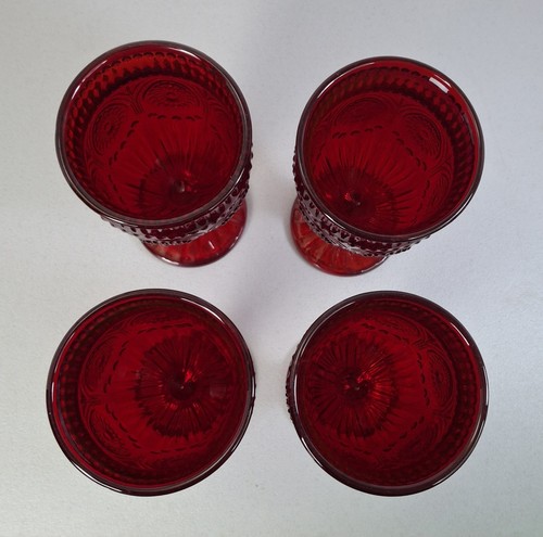 Set Of 4 The Pioneer Woman Elegant Ruby Red Adeline Glass Goblet Water Wine - Picture 3 of 11