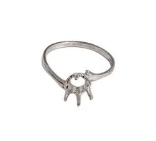 5-6mm Round Faceted Setting Swirl Ring Sterling Silver Size 5-8