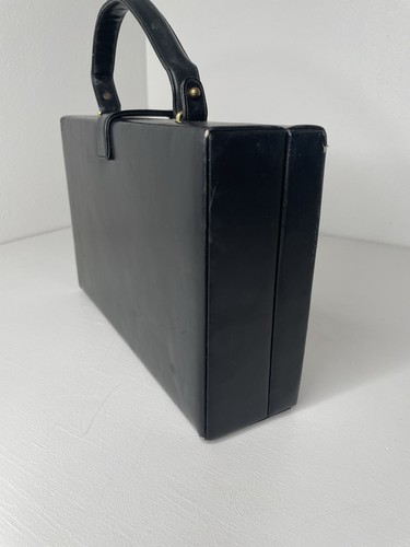Vintage Berger Bags bb Shell And Black Leather Briefcase Style Purse Handbag SEE - Picture 7 of 22