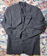Lands End mens gray windowpane blazer APPROX 42 SEE Measurements