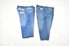 Rue 21 Women Distressed Denim Cropped Jean Size 0 Shorts Lot Cutoff Patch Frayed