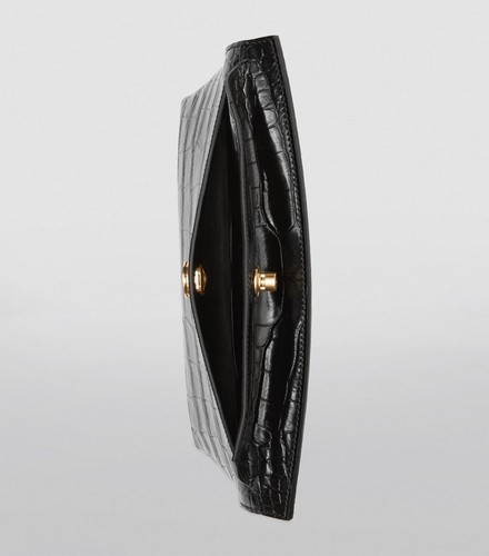 Borsa pochette Burberry goffrata in coccodrillo nera - Foto 7 di 11