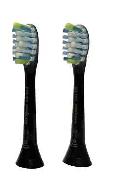 2 original Philips Sonicare C3 Premium Plaque Defence Bürstenköpfe in Schwarz