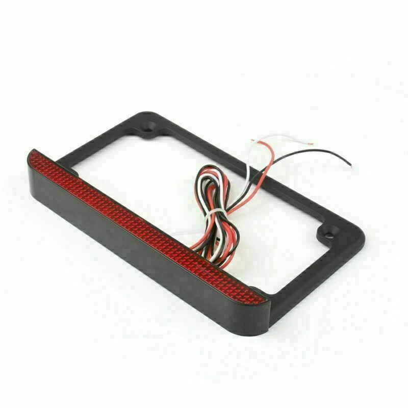 Universal Motorcycle 6" LED License Plate Frame W/LED Tail Brake Light Blak AV - Imagem 3 de 4
