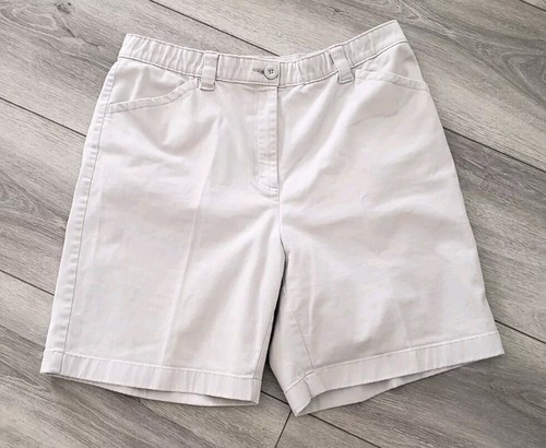 L.L. Bean Shorts Übergröße 16 hoch geschnitten klassische Passform grau Twill Wandern Stretch