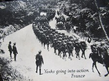 WWI Postkarte, Us-Armee IN Frankreich Foto, CM Yanks Going IN Action