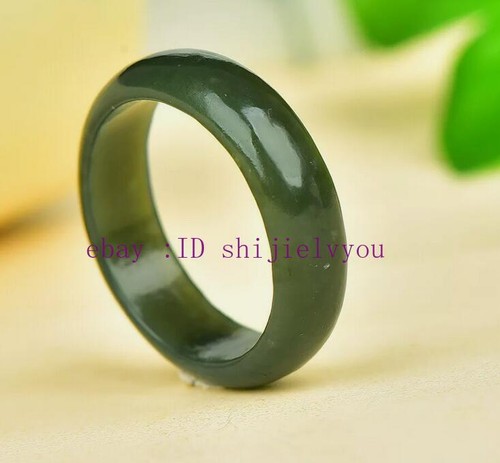 Certified Mens Womens Natural hetian Real Green Jade Band Ring Size 7# - Picture 3 of 5