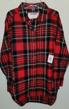 Old Navy Girls SIZE 5 XS Tunic Length Long Sleeve Flannel Shirt RED Plaid #15724
