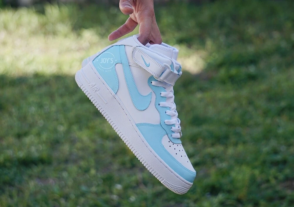 Baby Blue Nike Force 1 Mid/High Sneakers-Brand New! |