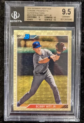 2020 Bowman Heritage Chrome Prospect Bobby Witt Jr 1/1 Superfractor BGS True GEM