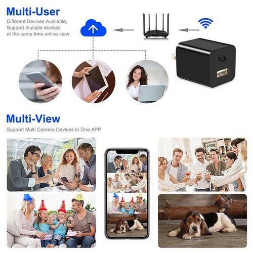 1080P HD Mini Camera WiFi Home Security Cam USB Charger Adapter Motion Detection - Afbeelding 8 van 21