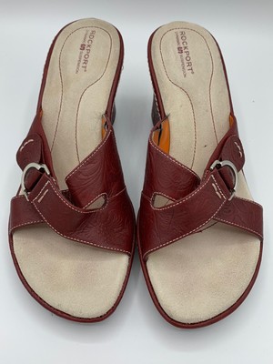 tooled leather wedge sandals