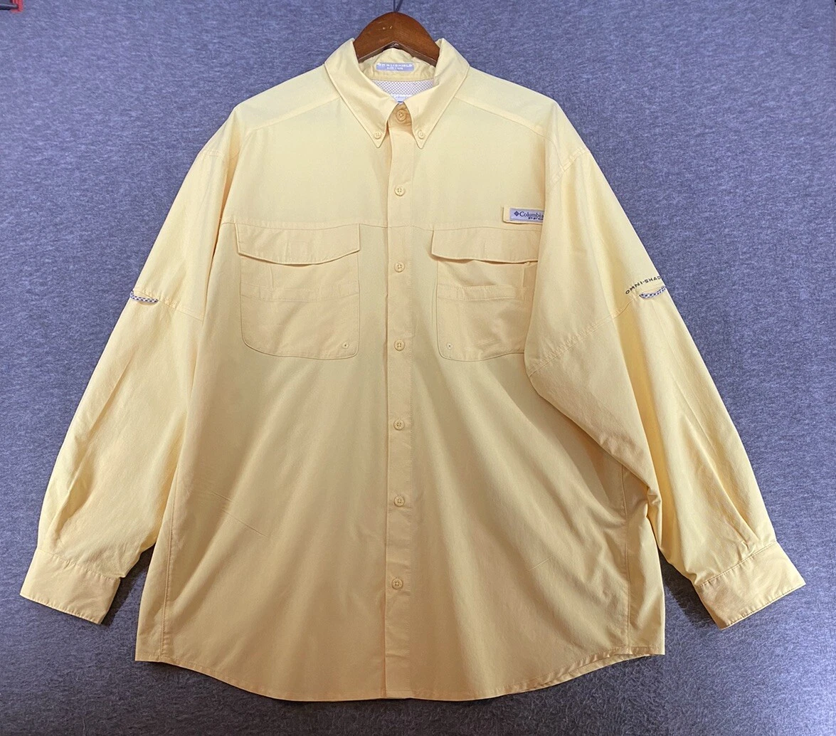 Chemise Columbia Homme Manches Longues – Jaune – Taille XXL – Pêche Et Randonnée