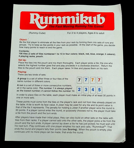 Pressman Rummikub 1997 Juego de Azulejos Rummy Rápido ~ Nuevo (Otros) De Colección - Imagen 7 de 7