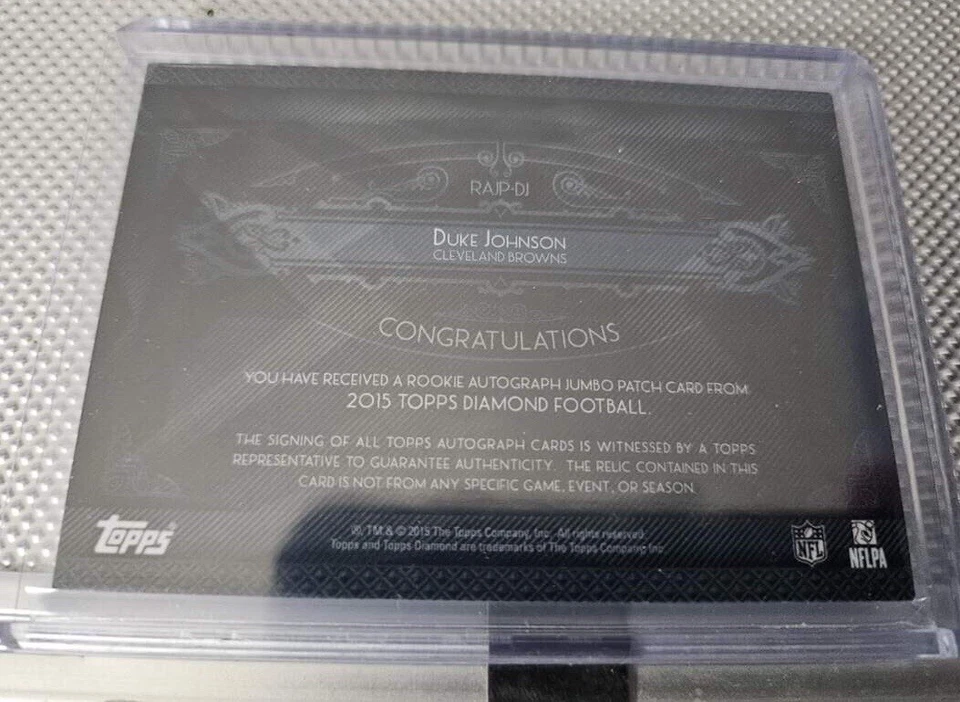 2015 Topps Diamond Rookie # RAJP-DJ Duke Johnson Jumbo Patch Auto /125 - Image 2 of 2
