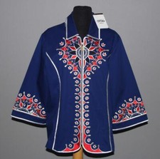 Bob Mackie Wearable Art Red White Blue Metallic Gold Cut-Outs Coat Wms L NWT