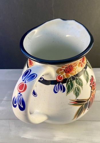 Julie Ueland Chicken Hen Rooster Ceramic 6 Cup Pitcher Vase Hand Painted 2001 - Picture 6 of 8