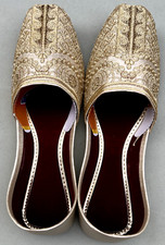 Indian Punjabi Pakistani Ethnic Traditional Man Khussa Flat Shoes Juti US 9.5