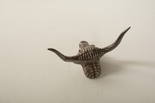 Gorham Silverplate Longhorn Bull (B5B) fermacarte (JSF6) vintage Western Americana - Foto 13 di 22
