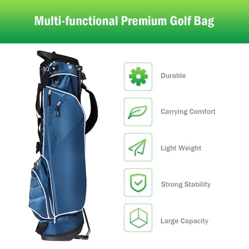 Golf Stand Cart Bag Club w/4 Way Divider Carry Organizer Pockets Storage Blue - Picture 6 of 9