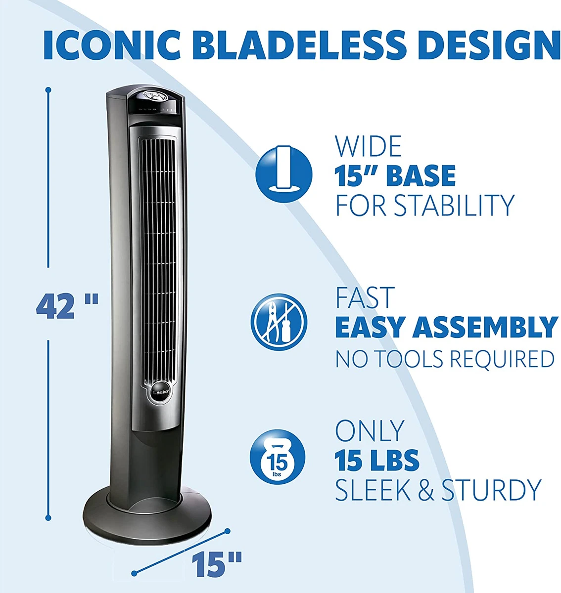 Lasko Portable Electric 42u0026#034; Oscillating Tower Fan with Nighttime  Setting, Timer 46013463562 | eBay