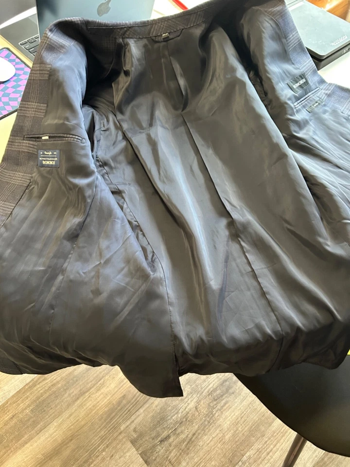 Bonobos Marzotto Azul Negro Cuadros Lana Elástico Blazer Abrigo Deportivo Chaqueta 42L Foto 4 de 4