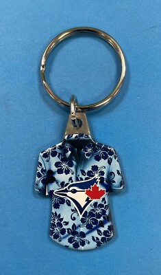 Toronto Blue Jays Metal Blue Hawaiian Floral Shirt Keyring