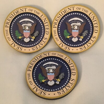 5 PRESIDENT EAGLE SEAL MAGNET WHITE HOUSE WOOD CARVED DEMOCRAT REPUBLICAN DAR
