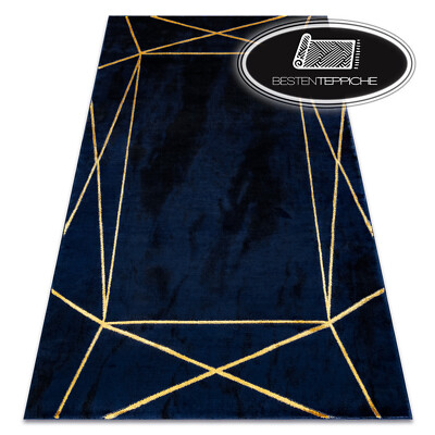 Moderne exklusive Teppiche ''EMERALD'' 1022 stilvoll geometrisch glamour blau gold