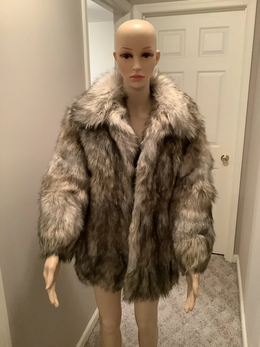 H u0026 M BROWN FAUX FUR GLAM RAVE FURRY COAT SIZE 4 | eBay