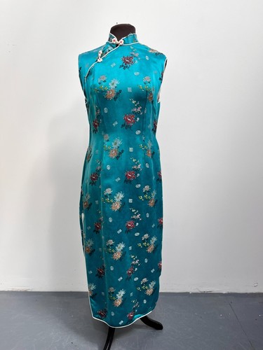 Ladies Vintage Chinese Cheongsam style Turquoise Dress - Traditional Clothing - Picture 2 of 10