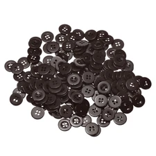160pcs Resin Sewing Buttons 5/8" Round Flat 4-Hole Craft Buttons, Dark Brown