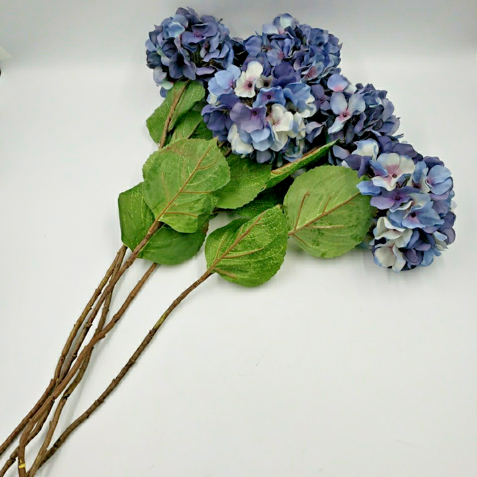 27-Inch Long Stem Faux Hydrangea Floral Picks - Set of 5 Realistic Artificial Flowers