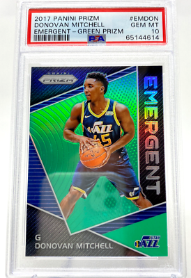 2017 Panini Prizm #EMDON Donovan Mitchell Emergent Green Prizm PSA 