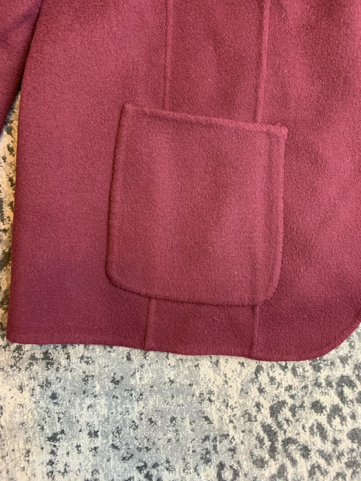 Talbots Blazer Jacket Woman Plus 14W  Felted Wool Blend Pockets Unlined Burgundy - Image 3 of 4