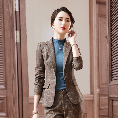 Blazer Pants Suit Women Office Work Business Formal Clothing Plaid Size 2-14 New - Picture 15 of 43