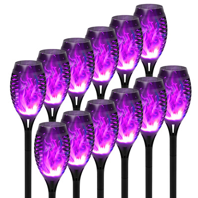 Large Solar Torch Light with Flickering Flame 12X, Outdoor Decorative Solar Tiki
