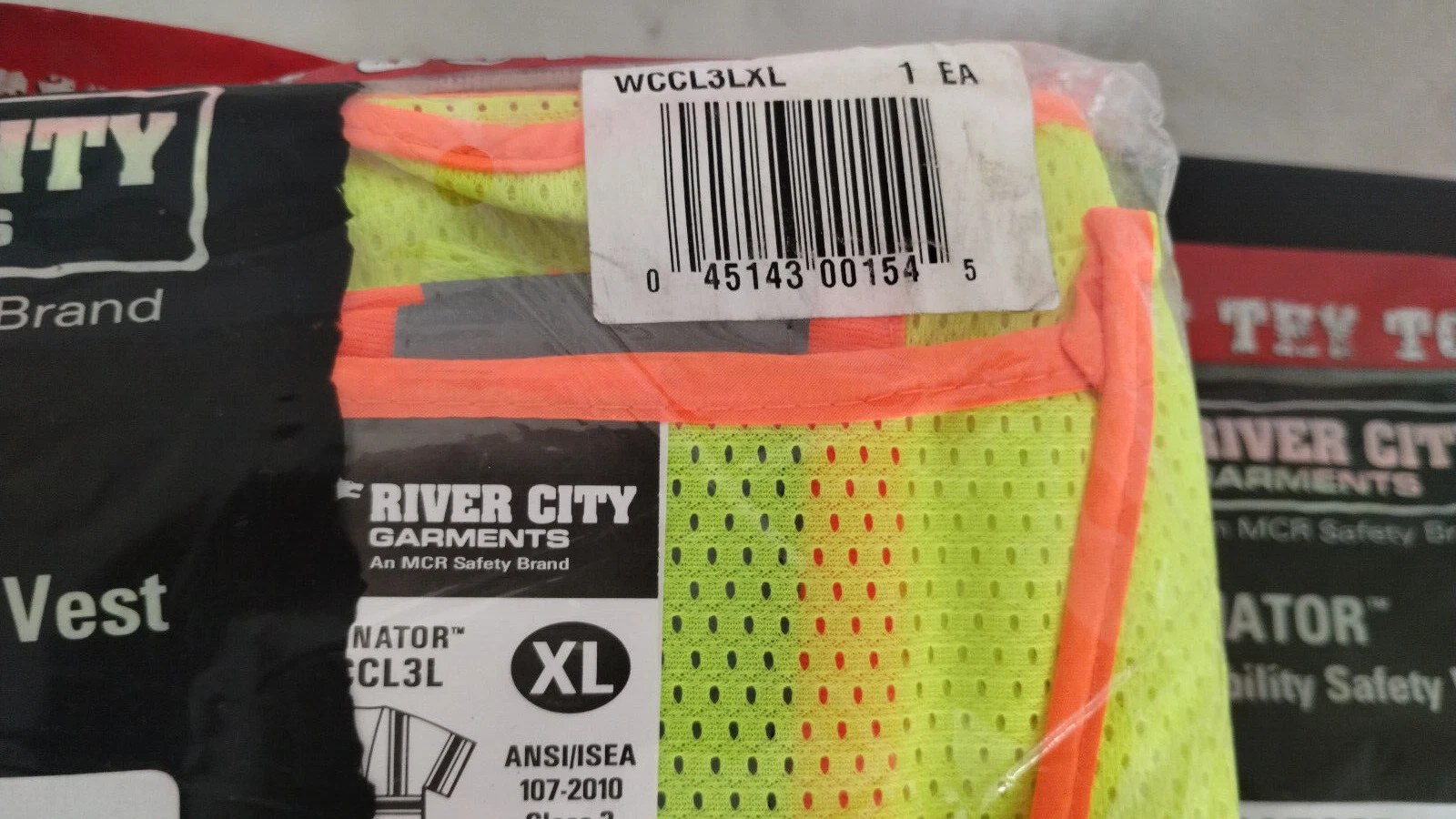 LOT OF 6 MCR Class 3 Polyester Mesh Safety Vest Zipper Lime WCCL3L MED & XL - product detail image 4