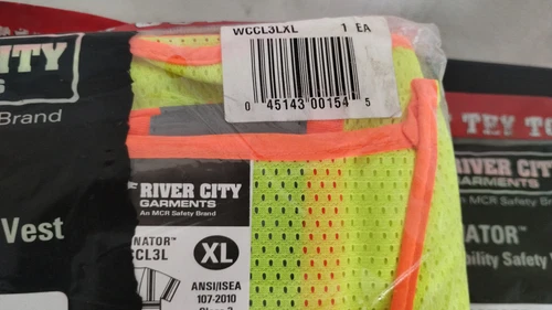 LOT OF 6 MCR Class 3 Polyester Mesh Safety Vest Zipper Lime  WCCL3L MED & XL image 4