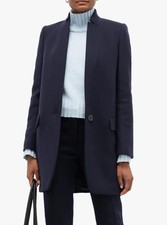 Stella Mccartney Bryce Navy Blue Wool Cashmere Coat Size It40/uk8