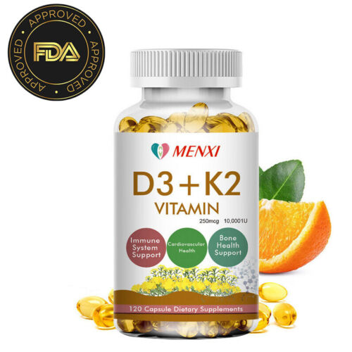 Vitamin D3 10,000IU and K2 MK-7 250mcg - 120 Capsules - Immune Support Wellness - Picture 1 of 14