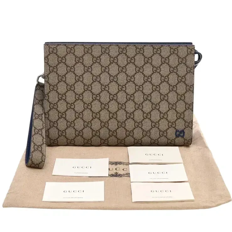 Sac pochette GUCCI GG Supreme business 768255 toile beige