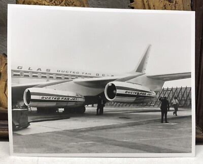 Print of DC-8 Jet Liners DOUGLAS Aircraft Airplane w/ Pilots Inspecting Plane