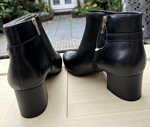 Anne Klein Ladies UK 8 EU 41 Black Leather Block Heel Zip Up Ankle Boot RRP £199 - Picture 5 of 17