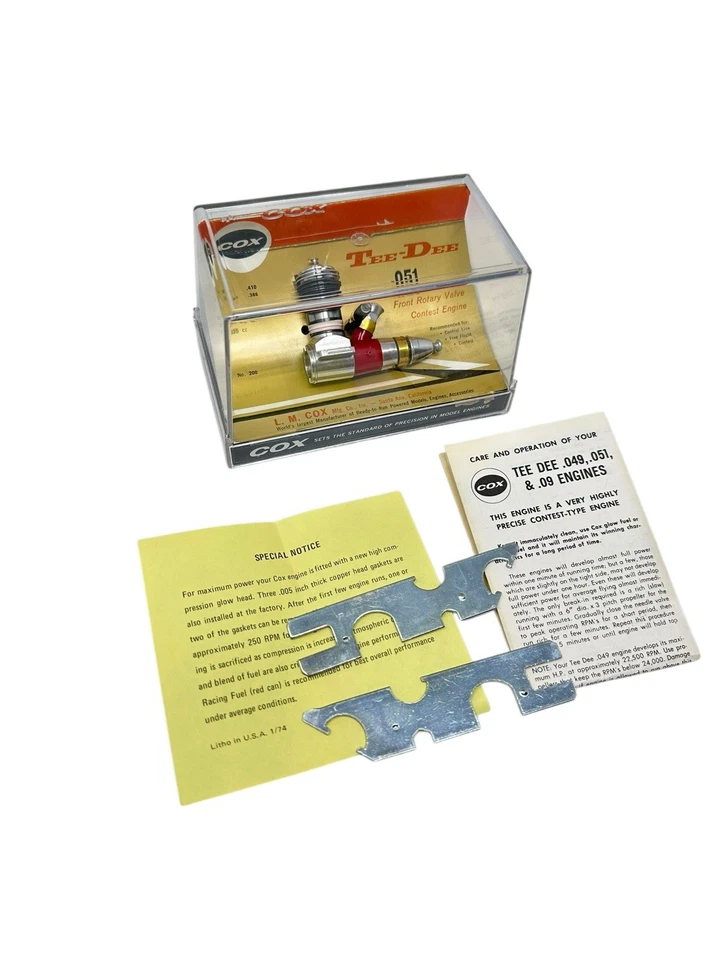 Vintage NOS Cox Tee-Dee .051 No. 200 Airplane Engine in Case NICE! - Image 2 of 4