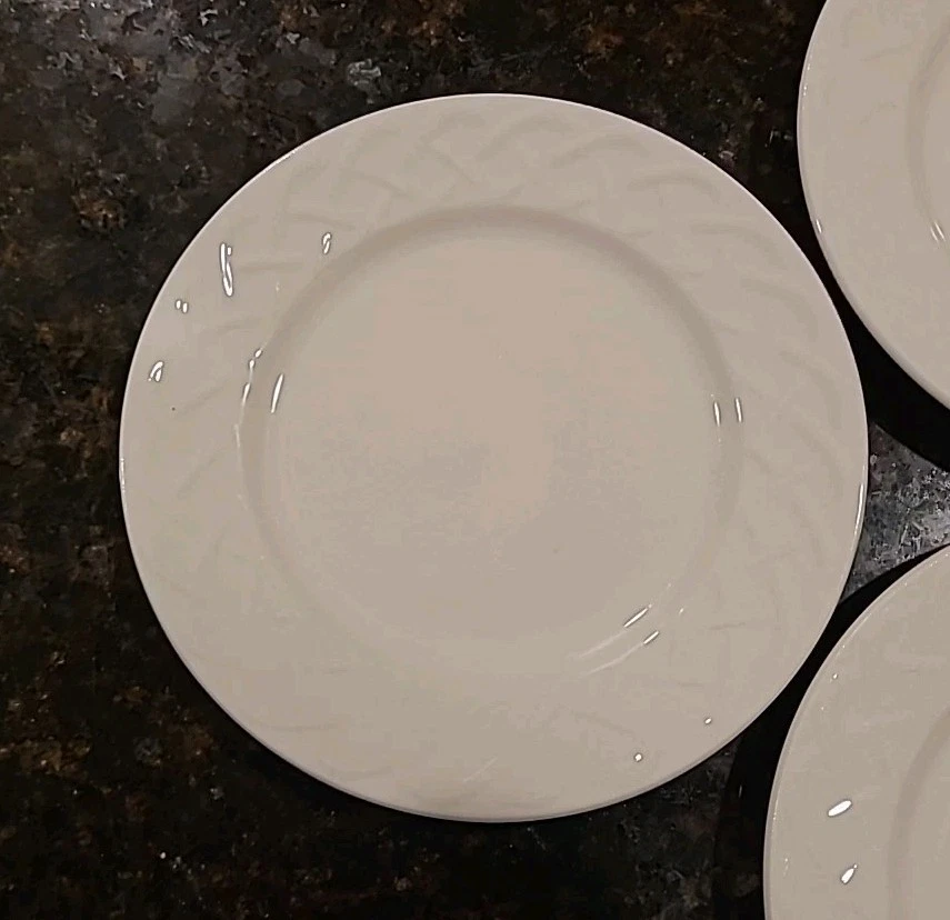 JUEGO (5) Platos de Pan Oneida PICNIC Off White 6 1/8". Tejido de cesta Foto 3 de 4