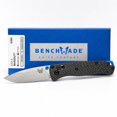 Benchmade Bugout 533-3 Manual Axis Lock Drop Point Plain CPM-S90V CF Blue/Black
