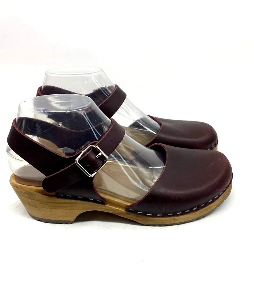 Zuecos suecos de madera Mia 1976 Sofia talla EU 38/US 7,5 cuero borgoña sorbo Foto 4 de 4